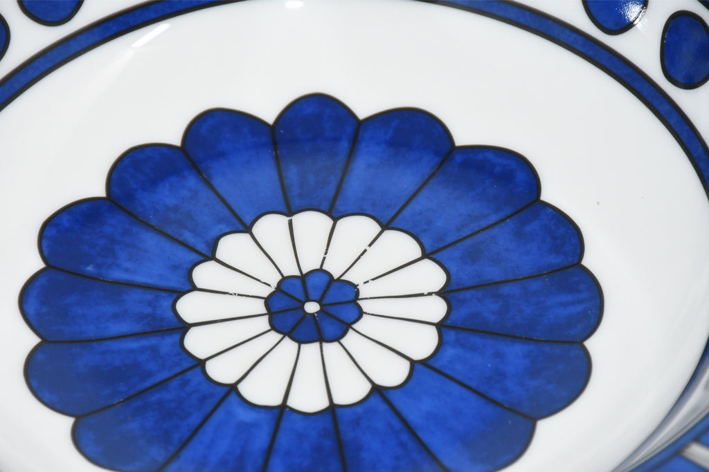 Hermes Bleus d'Ailleurs Pasta Plate 24 cm porcelain soup dinner Ex