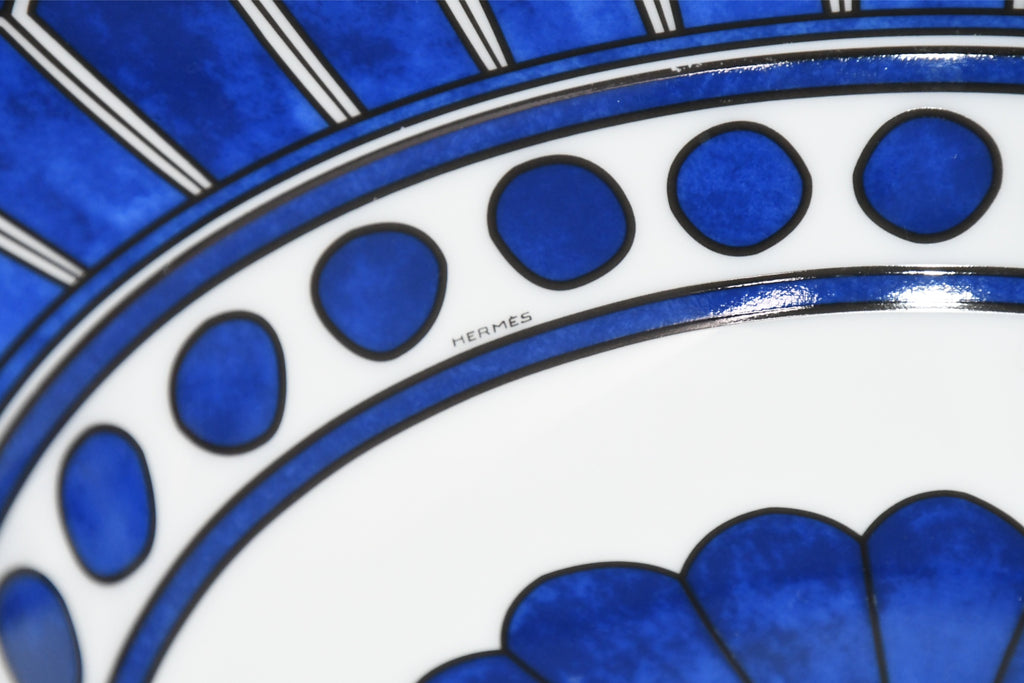 Hermes Bleus d'Ailleurs Pasta Plate 24 cm porcelain soup dinner Ex