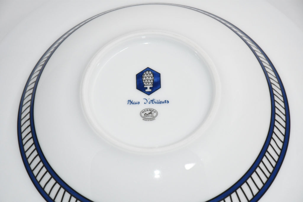 Hermes Bleus d'Ailleurs Pasta Plate 24 cm porcelain soup dinner Ex