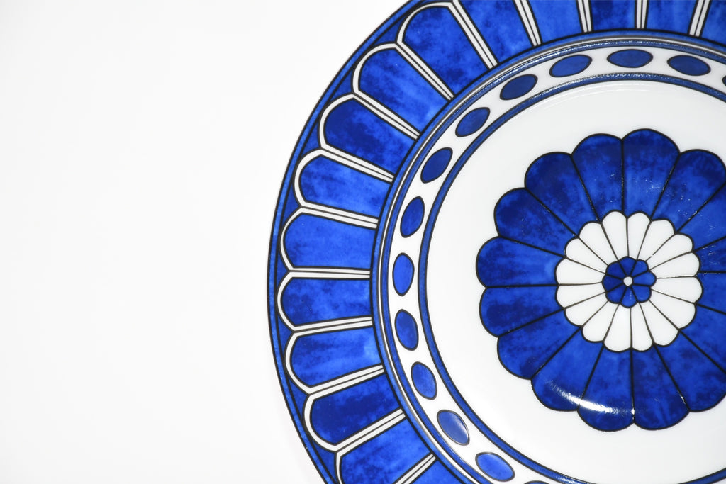 Hermes Bleus d'Ailleurs Pasta Plate porcelain blue soup dinner 24 cm