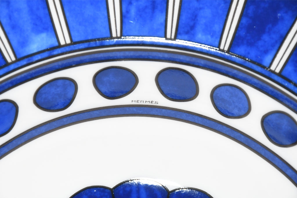 Hermes Bleus d'Ailleurs Pasta Plate porcelain blue soup dinner 24 cm
