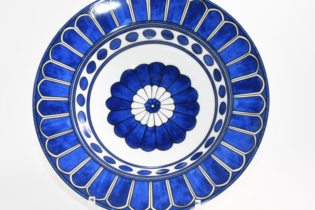 Hermes Bleus d'Ailleurs Pasta Plate porcelain blue soup dinner 24 cm
