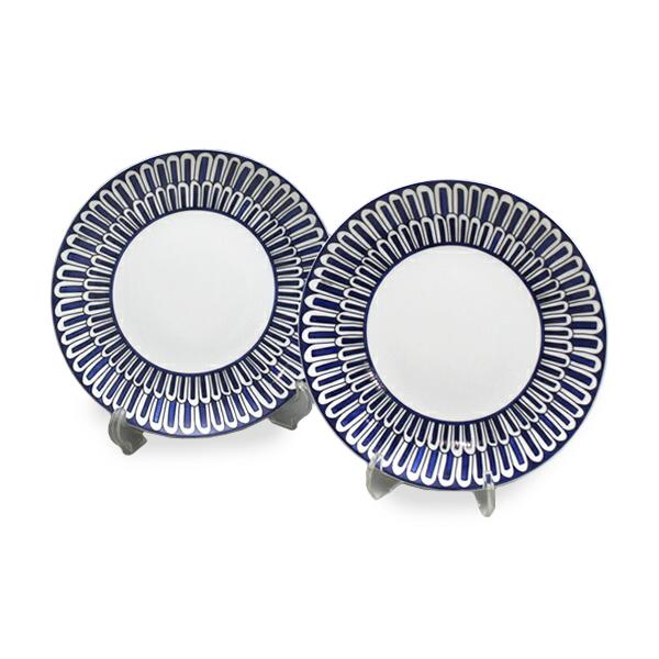 Hermes Bleus d'Ailleurs Set of 2 Dessert Plate 22 cm blue porcelain dinner 8.75"