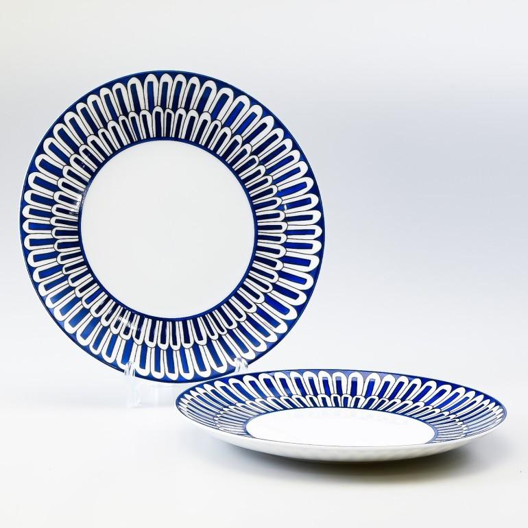 Hermes Bleus d'Ailleurs Set of 2 Dessert Plate 22 cm blue porcelain dinner 8.75"