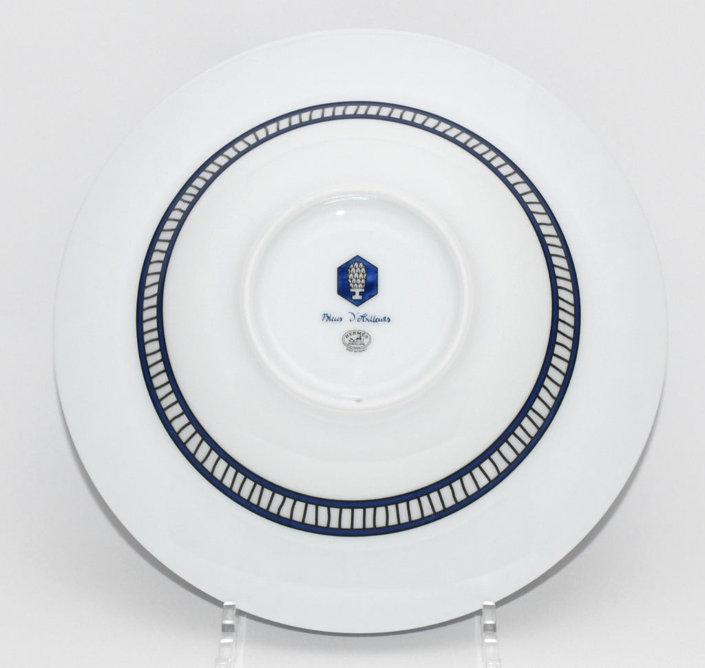 Hermes Bleus d'Ailleurs Set of 2 Pasta Plate porcelain soup dinner 24 cm M014