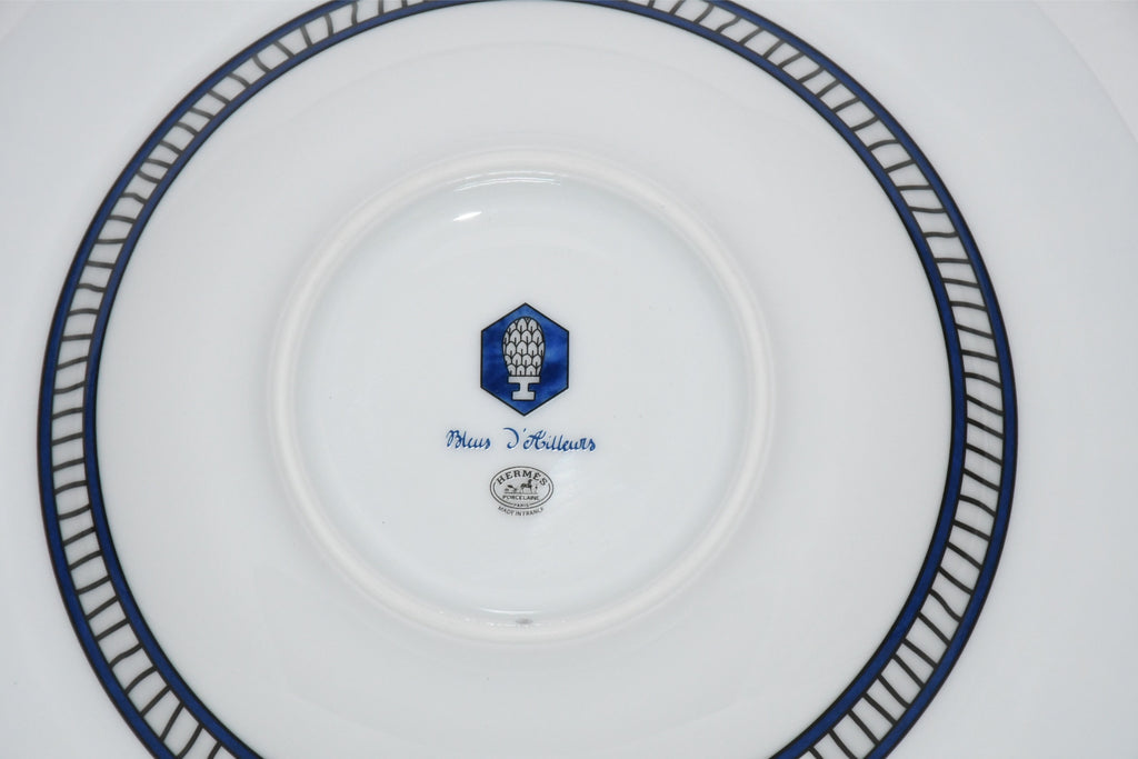 Hermes Bleus d'Ailleurs Set of 2 Pasta Plate porcelain soup dinner 24 cm M014