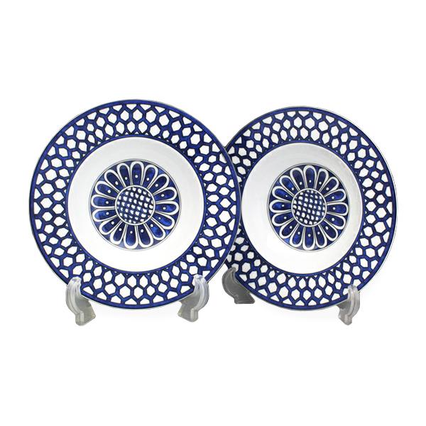 Hermes Bleus d'Ailleurs Set of 2 Soup Plate porcelain pasta 21 cm