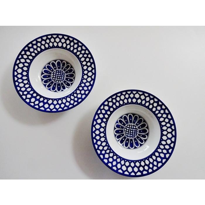 Hermes Bleus d'Ailleurs Set of 2 Soup Plate porcelain pasta 21 cm
