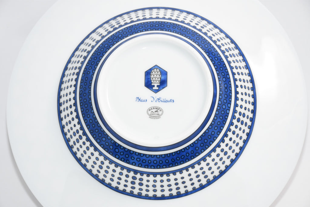 Hermes Bleus d'Ailleurs Soup Plate porcelain pasta 21 cm EX M560