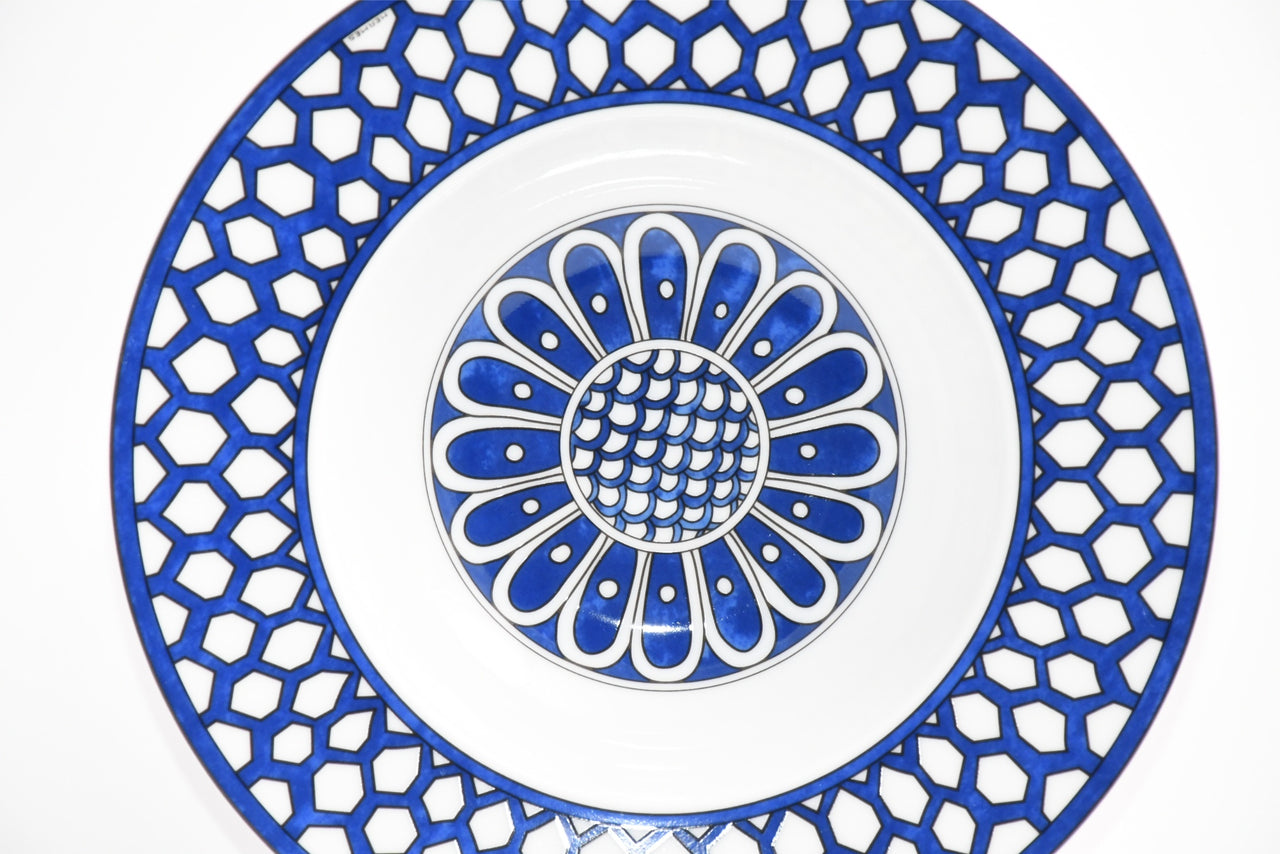 Hermes Bleus d'Ailleurs Soup Plate porcelain pasta 21 cm EX M560