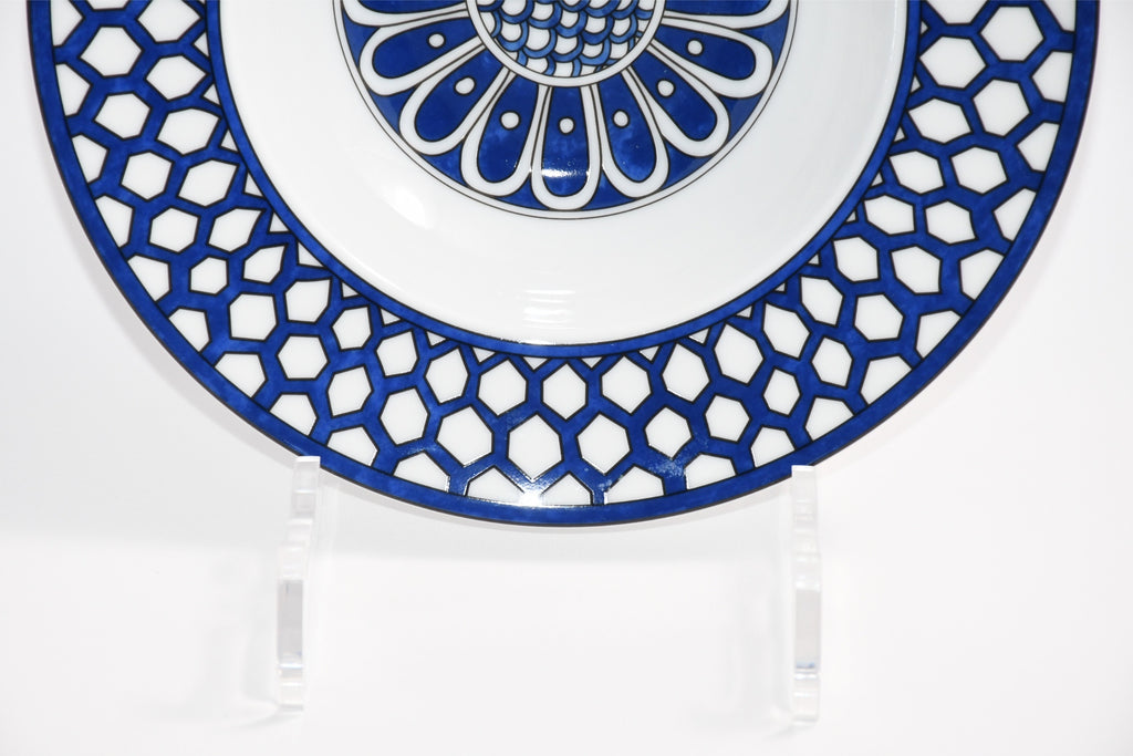 Hermes Bleus d'Ailleurs Soup Plate porcelain pasta 21 cm EX M560