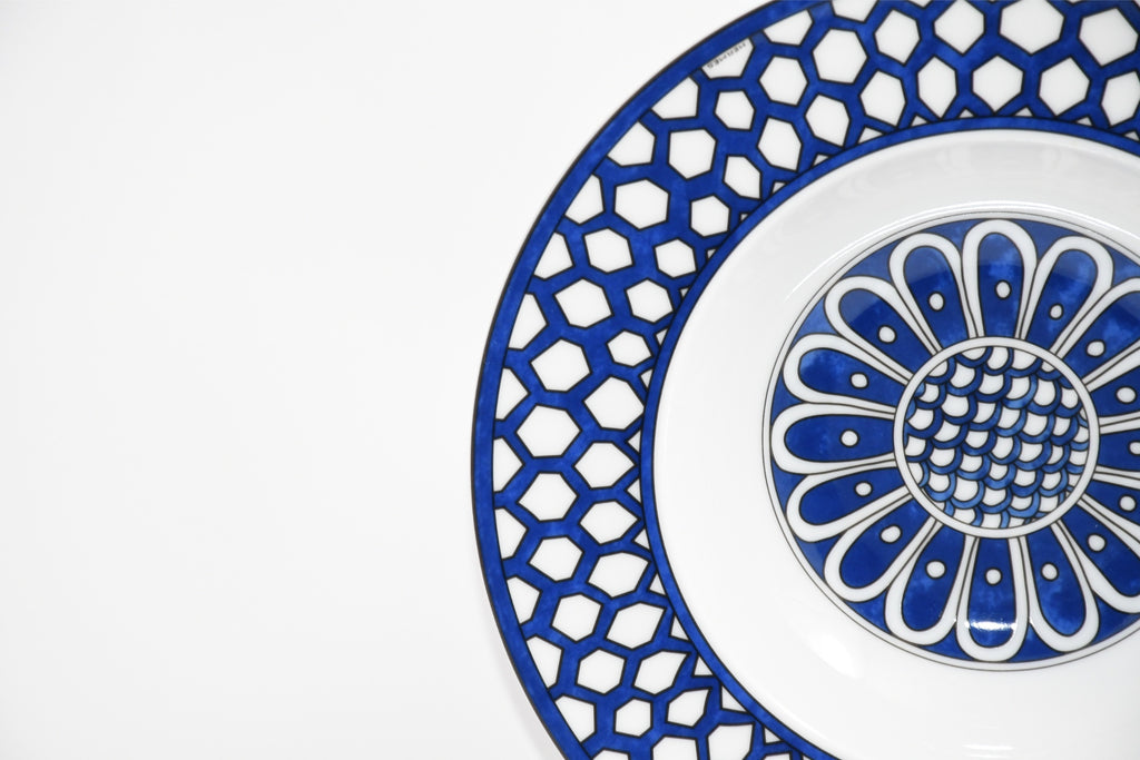 Hermes Bleus d'Ailleurs Soup Plate porcelain pasta 21 cm EX M560