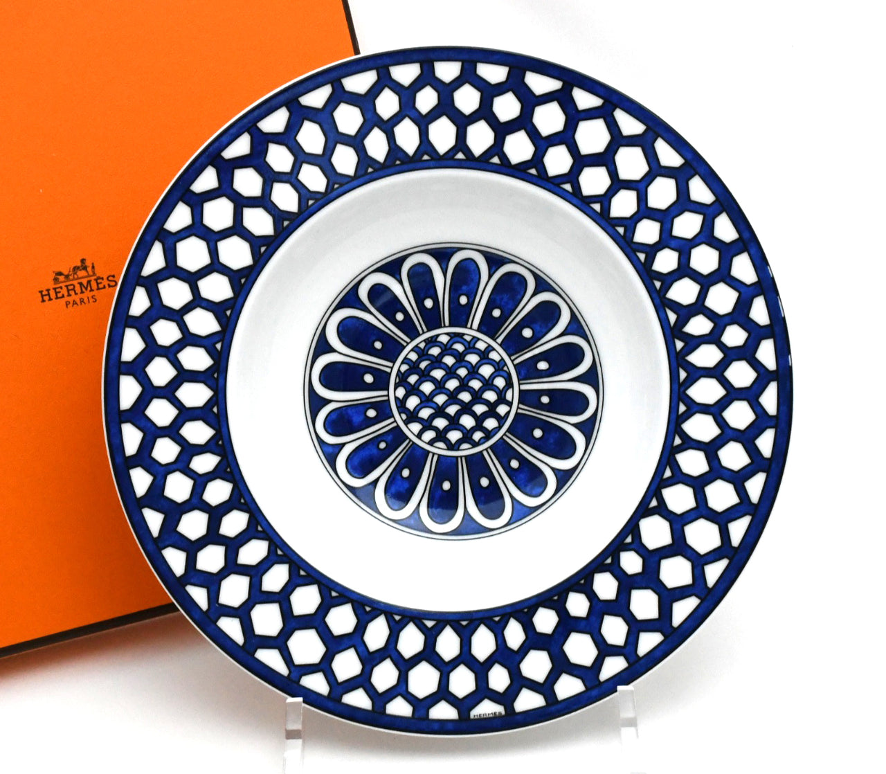 Hermes Bleus d'Ailleurs Soup Plate porcelain pasta 21 cm 059