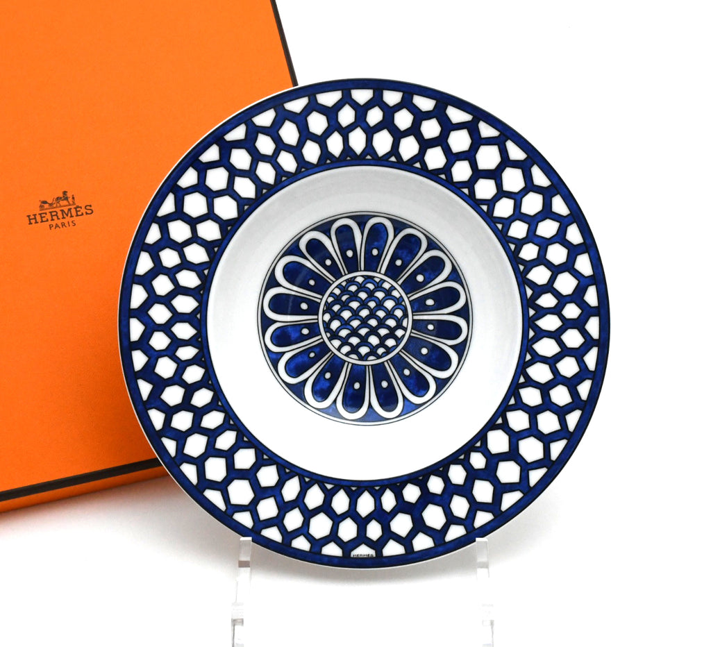 Hermes Bleus d'Ailleurs Soup Plate porcelain pasta 21 cm 055