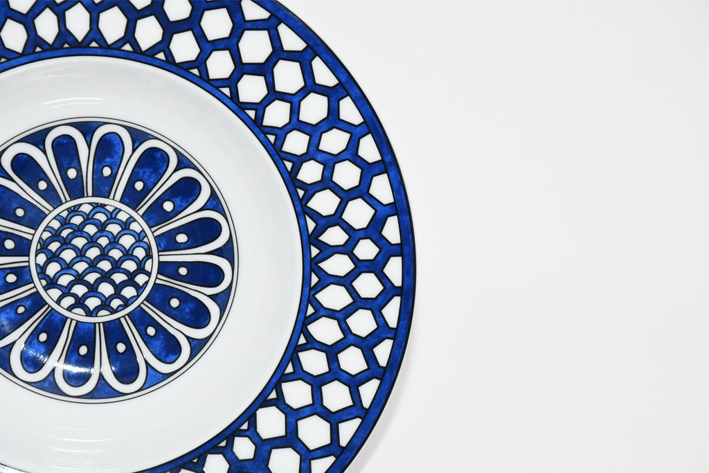 Hermes Bleus d'Ailleurs Soup Plate porcelain pasta 21 cm 055