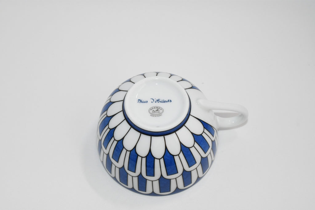 Hermes Bleus d'Ailleurs Tea Cup and Saucer 2 set blue porcelain coffee 200 ml M01