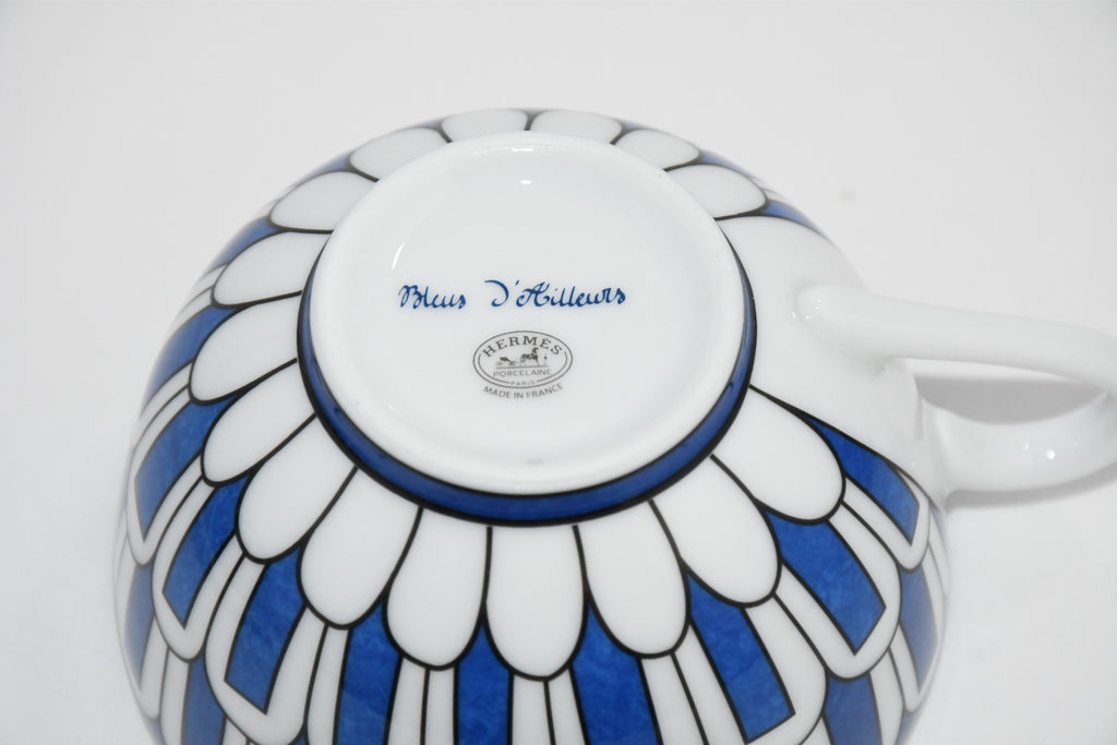 Hermes Bleus d'Ailleurs Tea Cup and Saucer 2 set blue porcelain coffee 200 ml M01