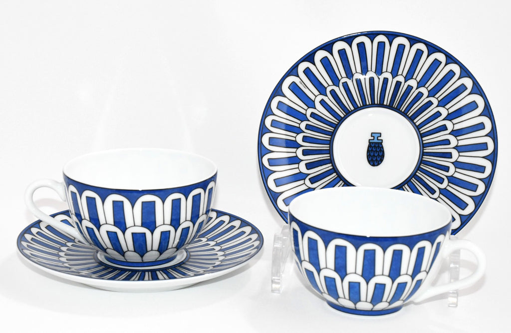 Hermes Bleus d'Ailleurs Tea Cup and Saucer 2 set blue porcelain coffee 200 ml M01