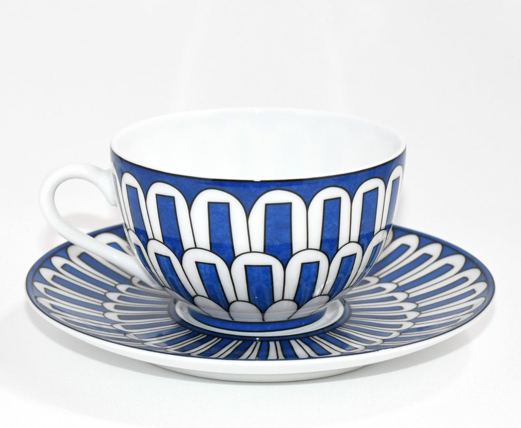 Hermes Bleus d'Ailleurs Tea Cup and Saucer 2 set blue porcelain coffee 200 ml M01