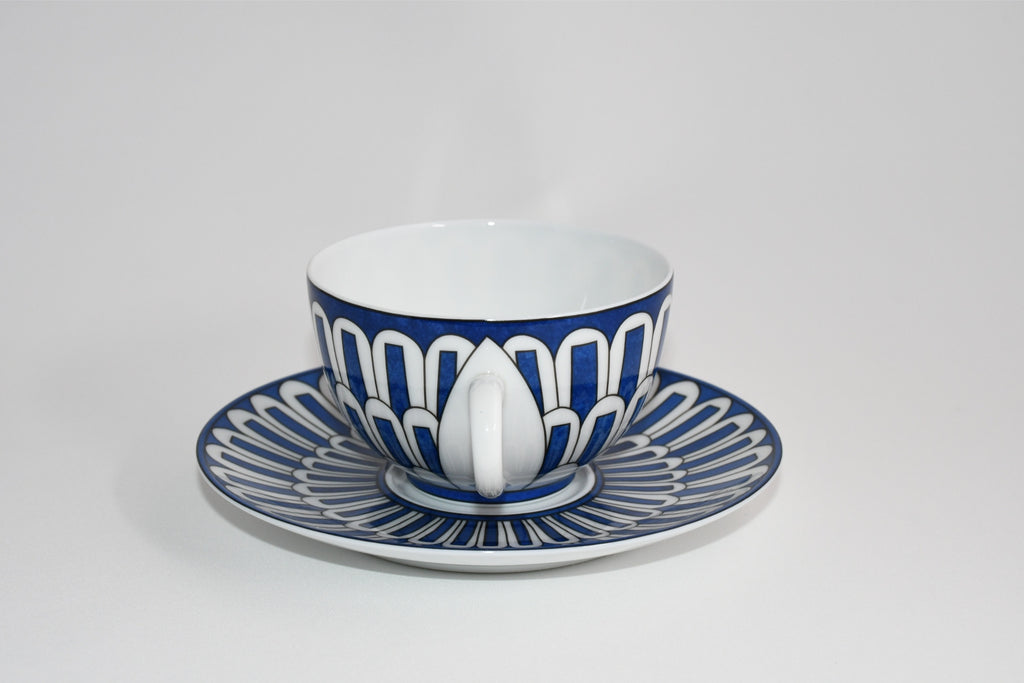 Hermes Bleus d'Ailleurs Tea Cup and Saucer blue porcelain coffee 200 ml