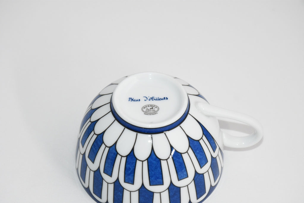 Hermes Bleus d'Ailleurs Tea Cup and Saucer blue porcelain coffee 200 ml