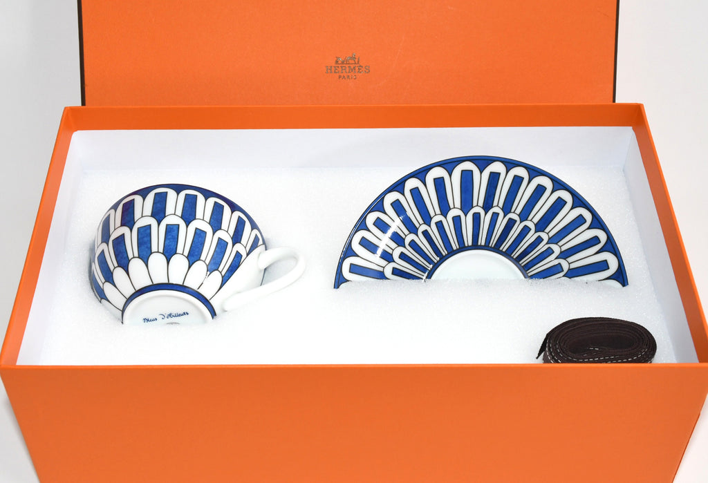 Hermes Bleus d'Ailleurs Tea Cup and Saucer blue porcelain coffee 200 ml