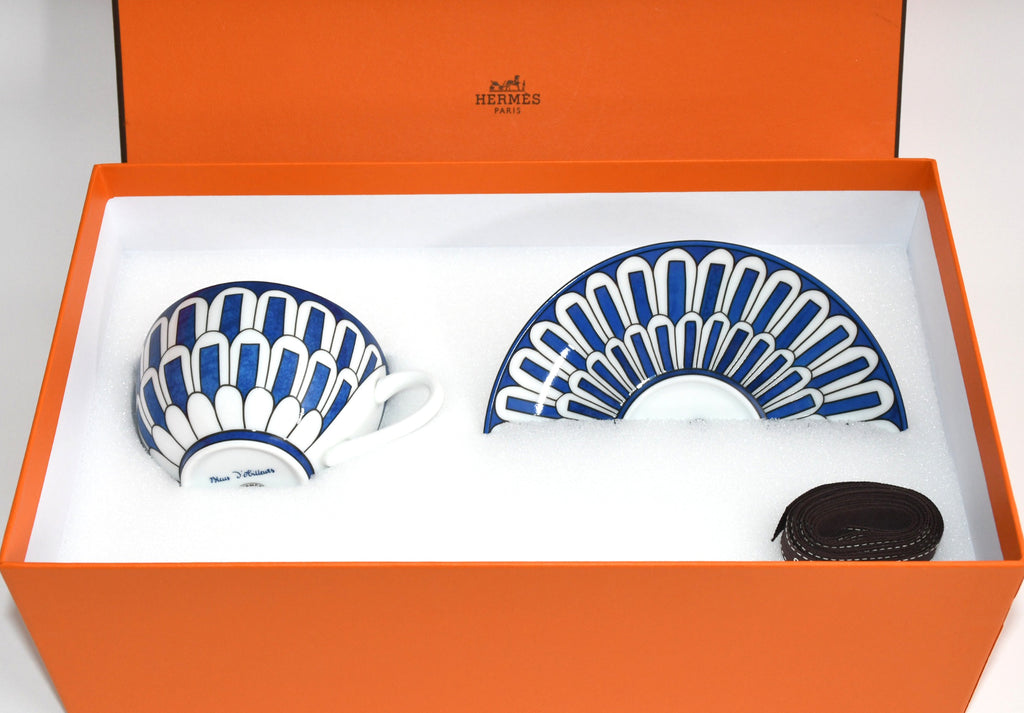 Hermes Bleus d'Ailleurs Tea Cup and Saucer blue porcelain coffee 200 ml