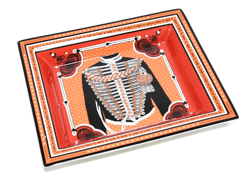 Hermes Brandebourgs Change tray porcelain Ashtray orange pink plate jewelry
