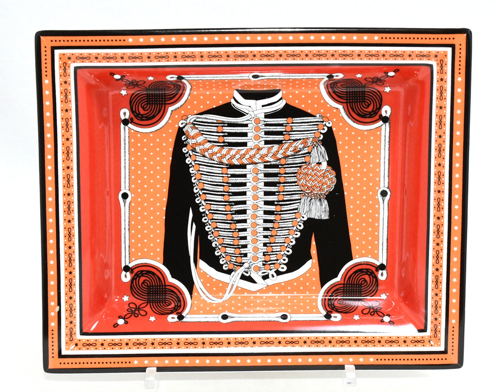 Hermes Brandebourgs Change tray porcelain Ashtray orange pink plate jewelry