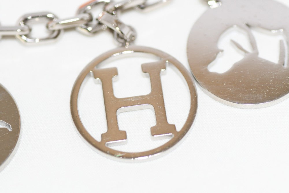 Hermes Breloque Olga Silver Charm Bag Amulette Palladium Berloque Cadena ME15