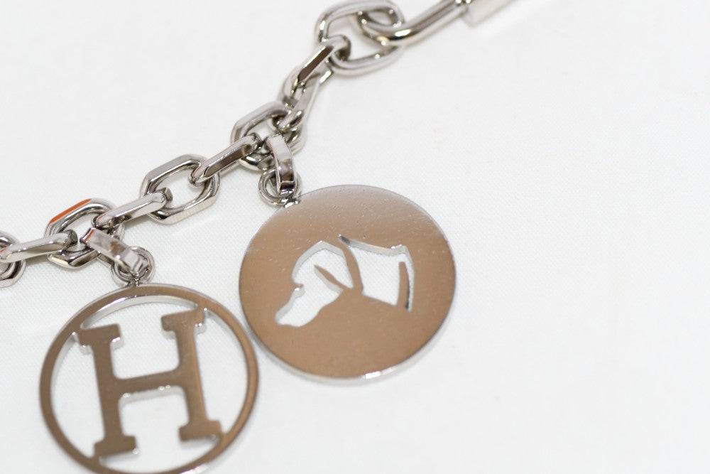 Hermes Breloque Olga Silver Charm Bag Amulette Palladium Berloque Cadena ME15