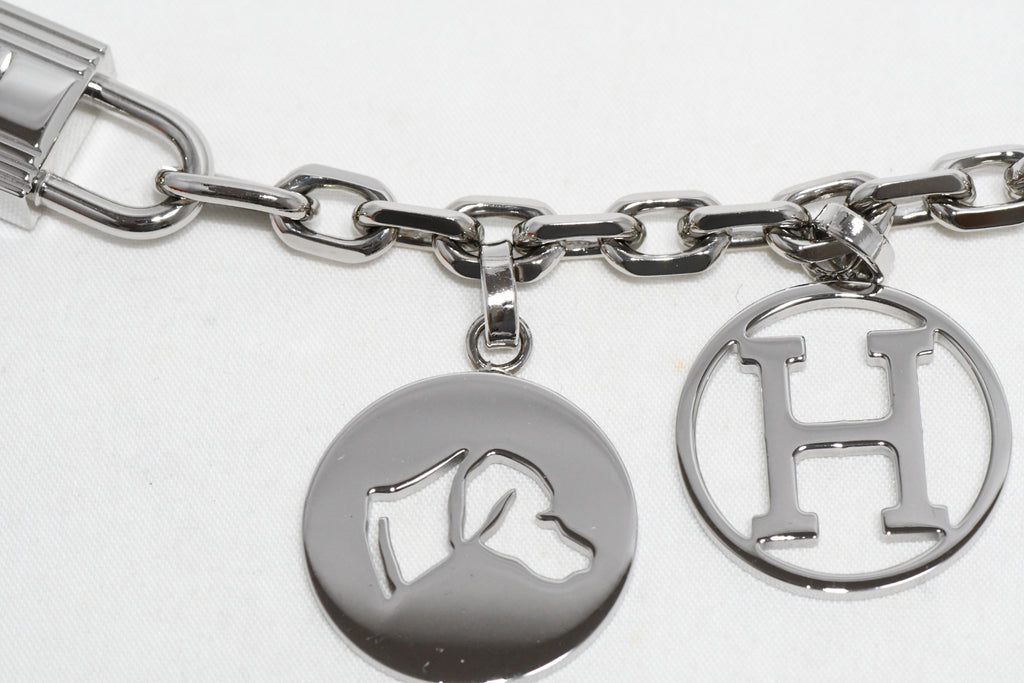 Hermes Breloque Olga Silver Charm Bag Amulette Palladium Berloque Cadena 028