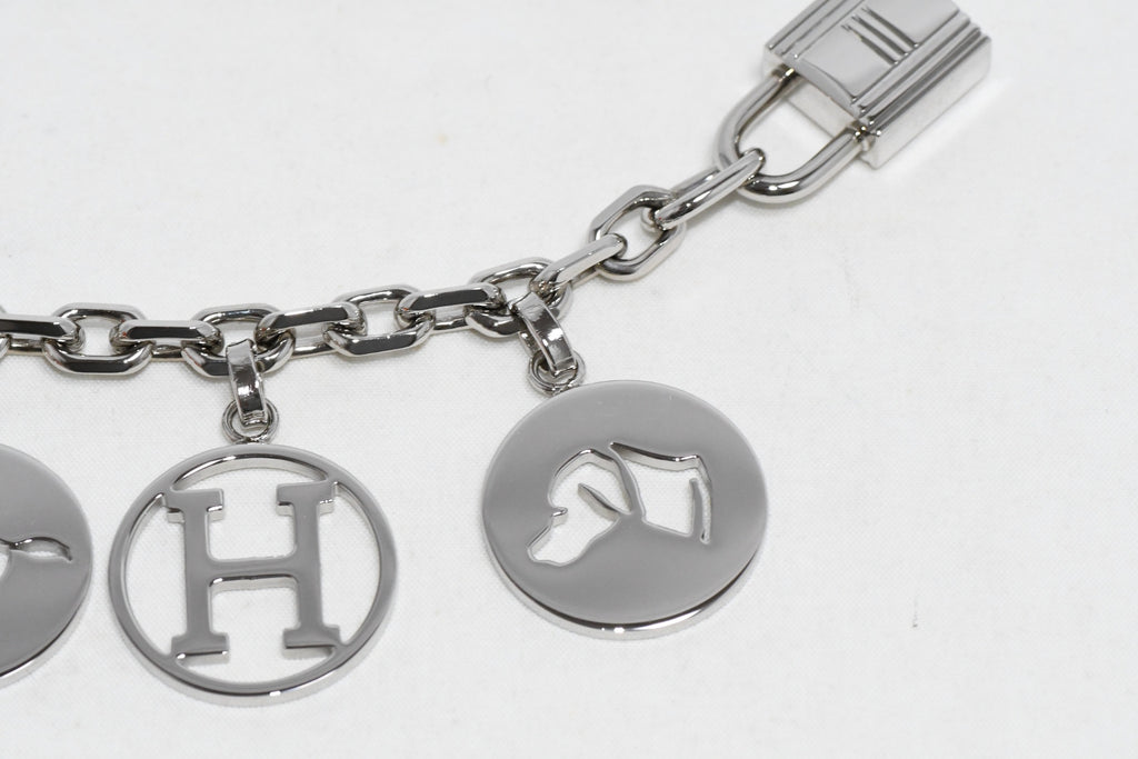 Hermes Breloque Olga Silver Charm Bag Amulette Palladium Berloque Cadena 028