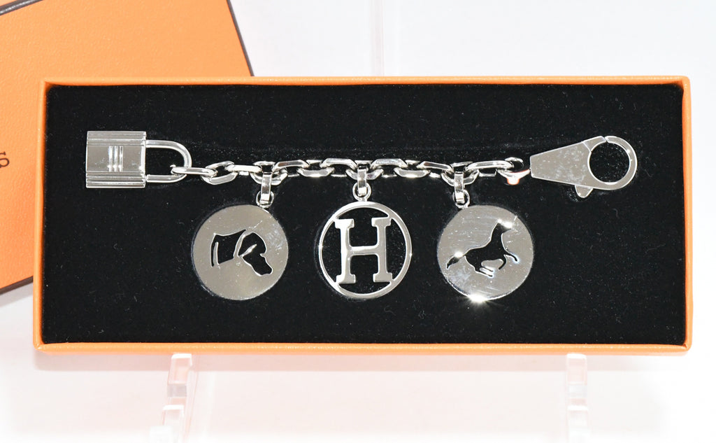Hermes Breloque Olga Silver Charm Bag Amulette Palladium Berloque Cadena 028