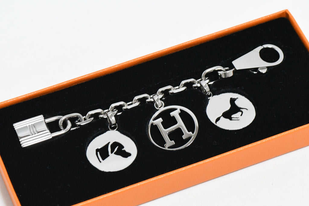 Hermes Breloque Olga Silver Charm Bag Amulette Palladium Berloque Cadena 028
