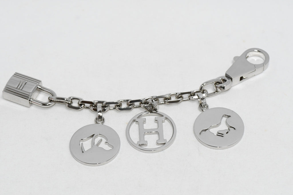 Hermes Breloque Olga Silver Charm Bag Amulette Palladium Berloque Cadena 028