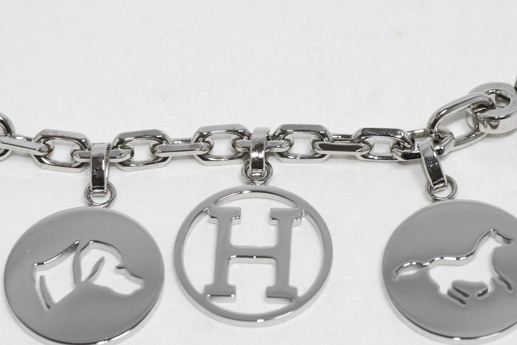Hermes Breloque Olga Silver Charm bag amulette palladium berloque Cadena 048