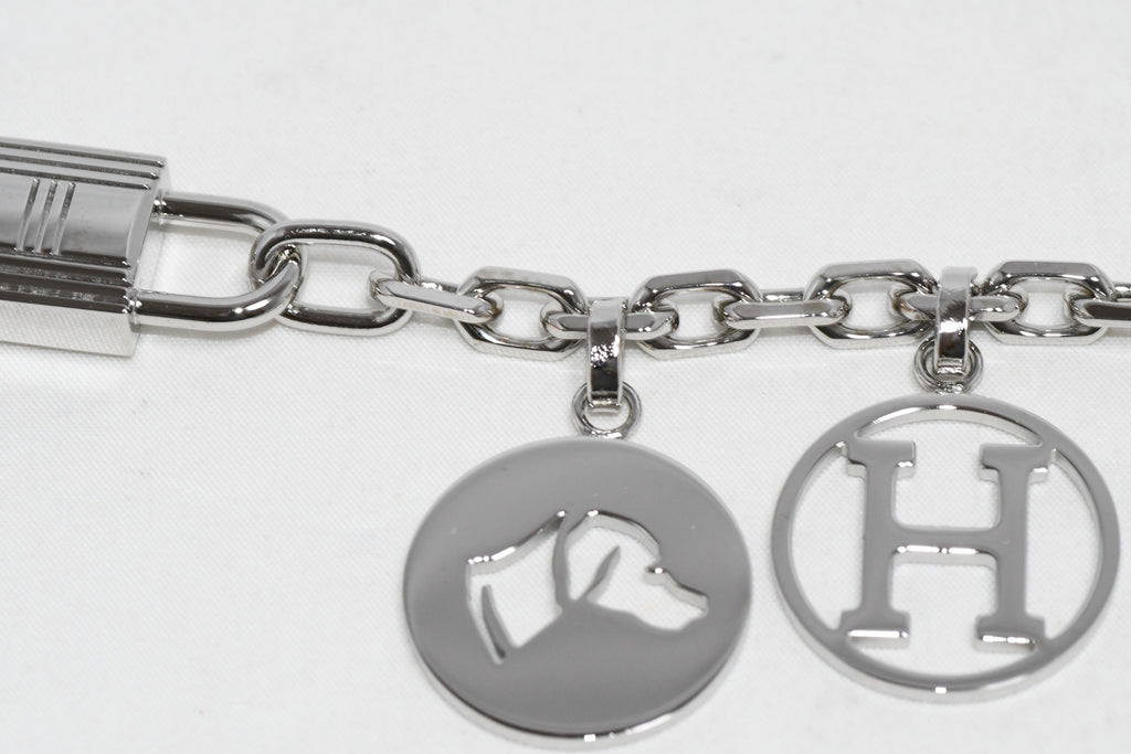 Hermes Breloque Olga Silver Charm bag amulette palladium berloque Cadena 048