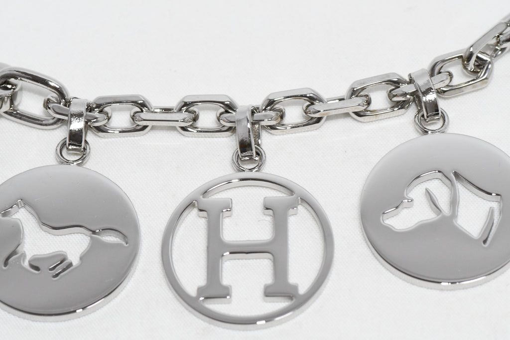 Hermes Breloque Olga Silver Charm bag amulette palladium berloque Cadena 048
