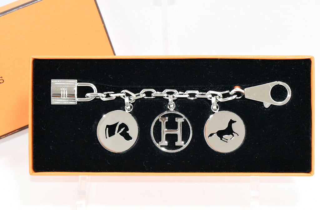 Hermes Breloque Olga Silver Charm bag amulette palladium berloque Cadena 048