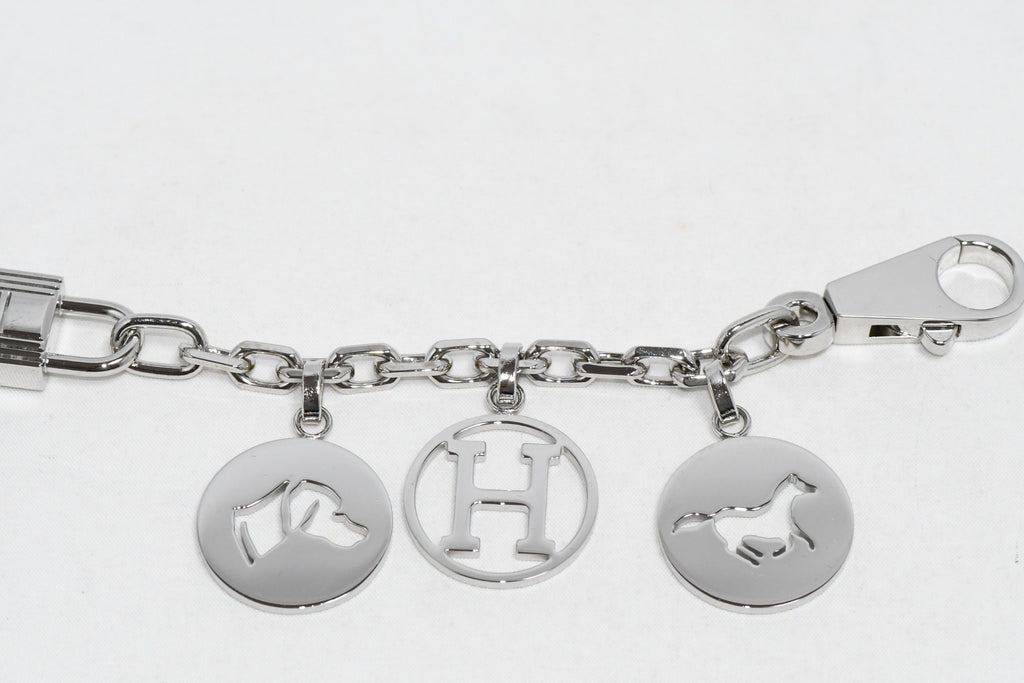 Hermes Breloque Olga Silver Charm bag amulette palladium berloque Cadena 048