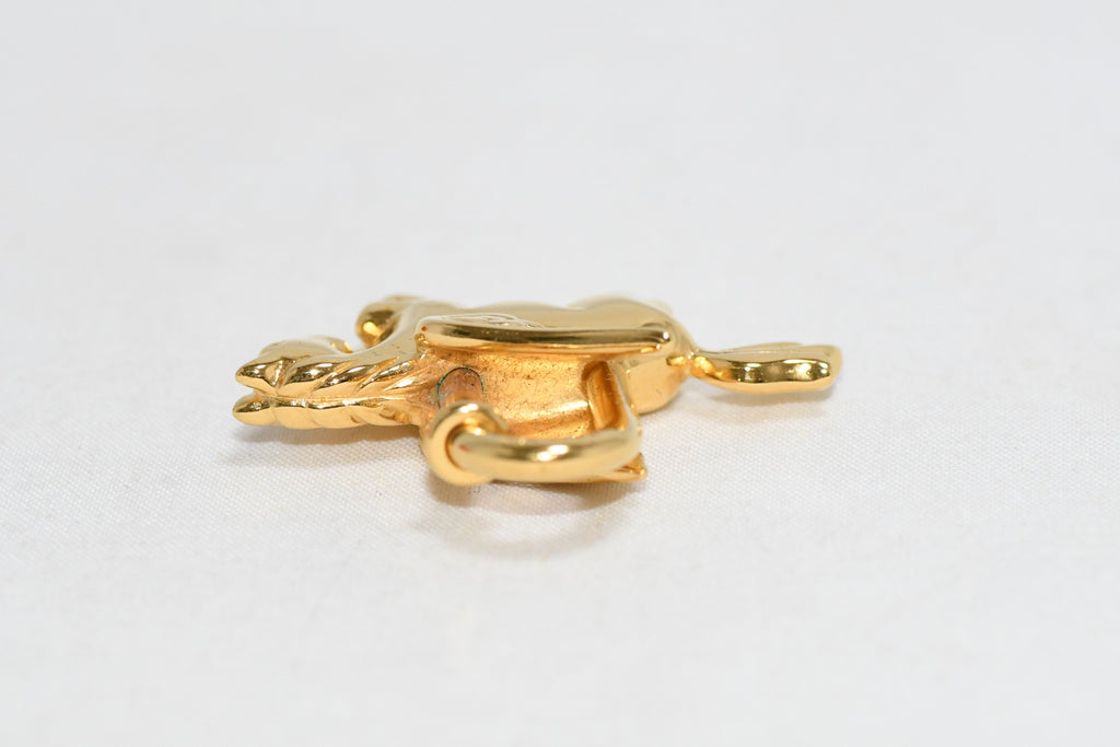 Hermes Cadena Gold Pegasus Horse Motif bag charm lock 051 MINT