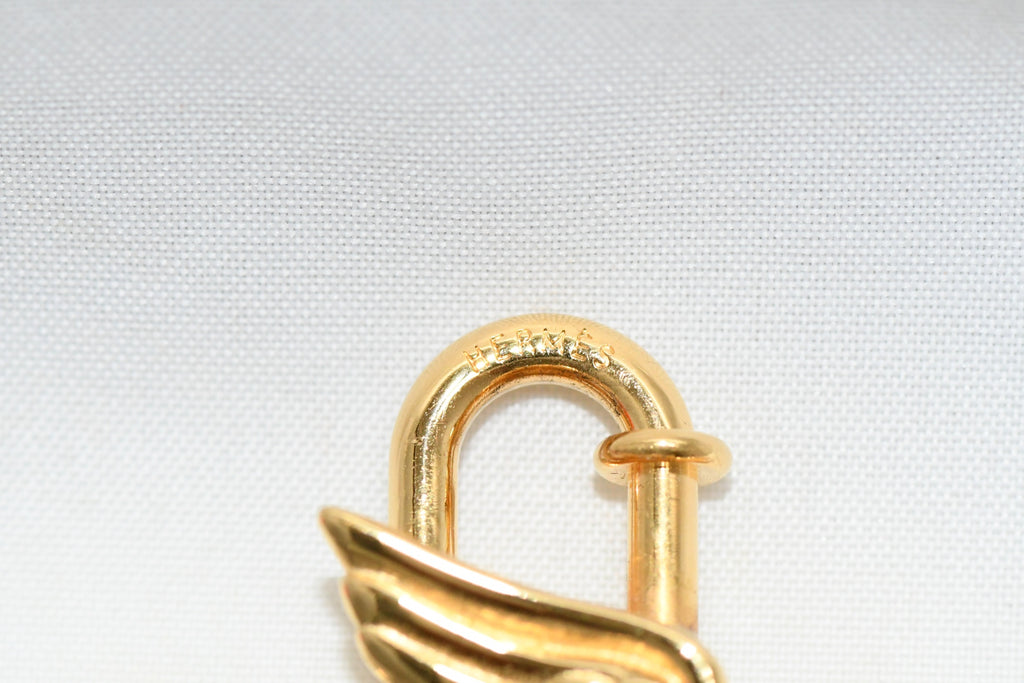 Hermes Cadena Gold Pegasus Horse Motif bag charm lock 051 MINT
