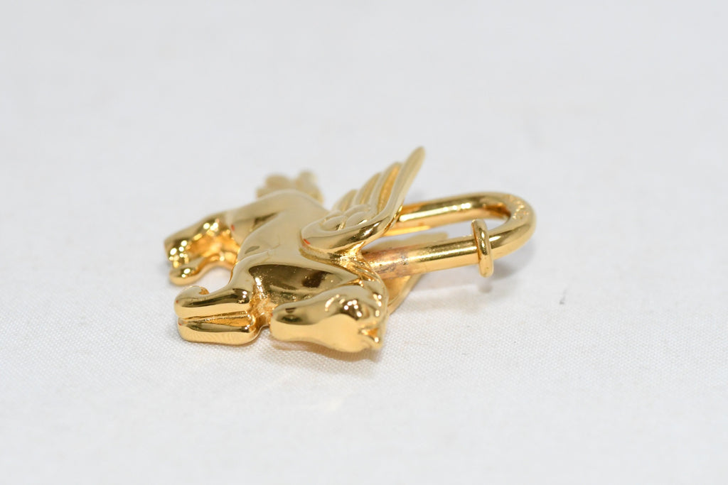 Hermes Cadena Gold Pegasus Horse Motif bag charm lock 051 MINT