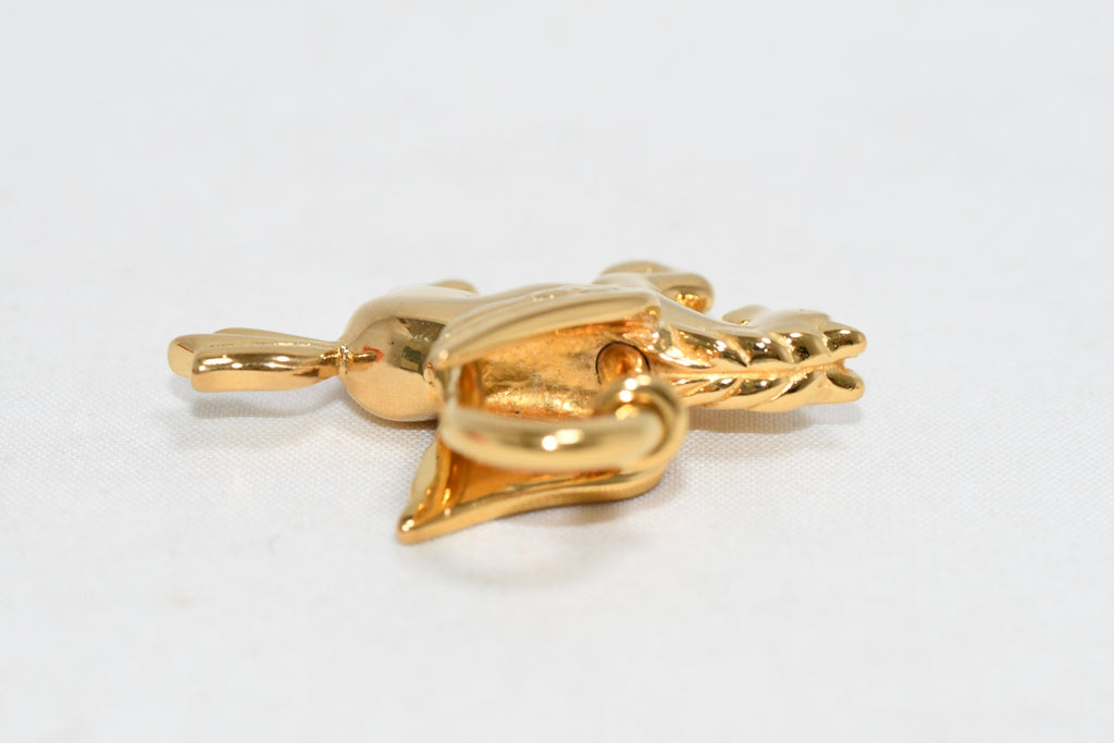 Hermes Cadena Gold Pegasus Horse Motif bag charm lock MINT