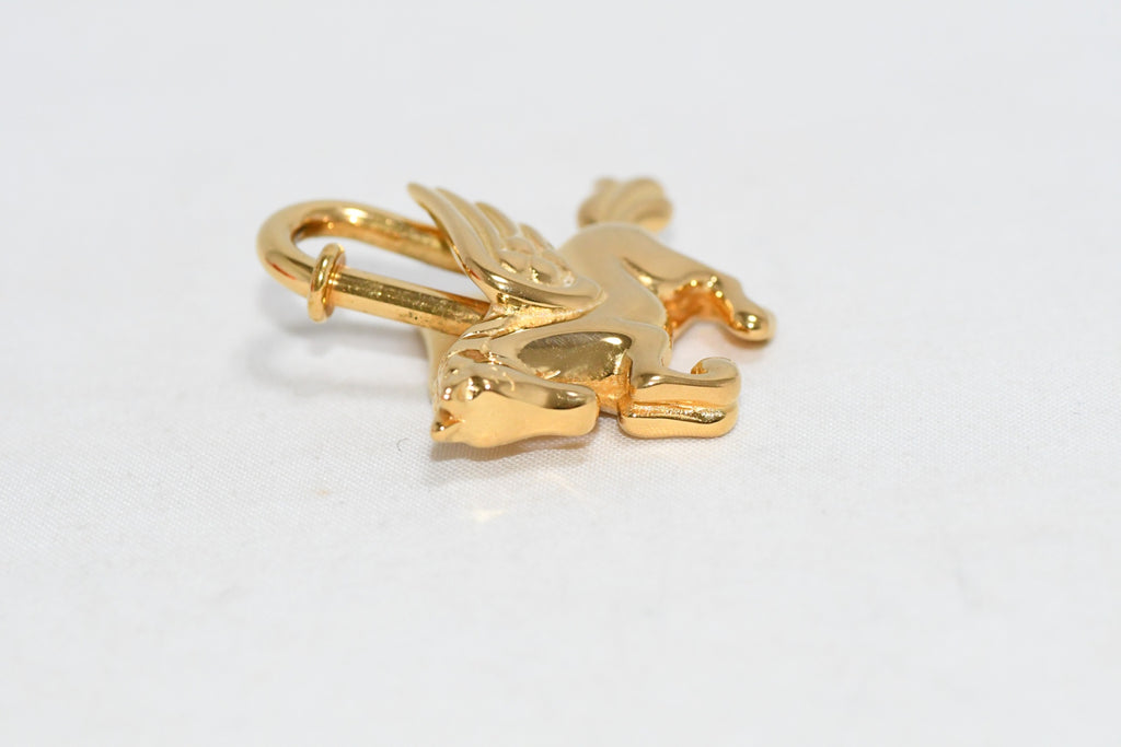 Hermes Cadena Gold Pegasus Horse Motif bag charm lock MINT
