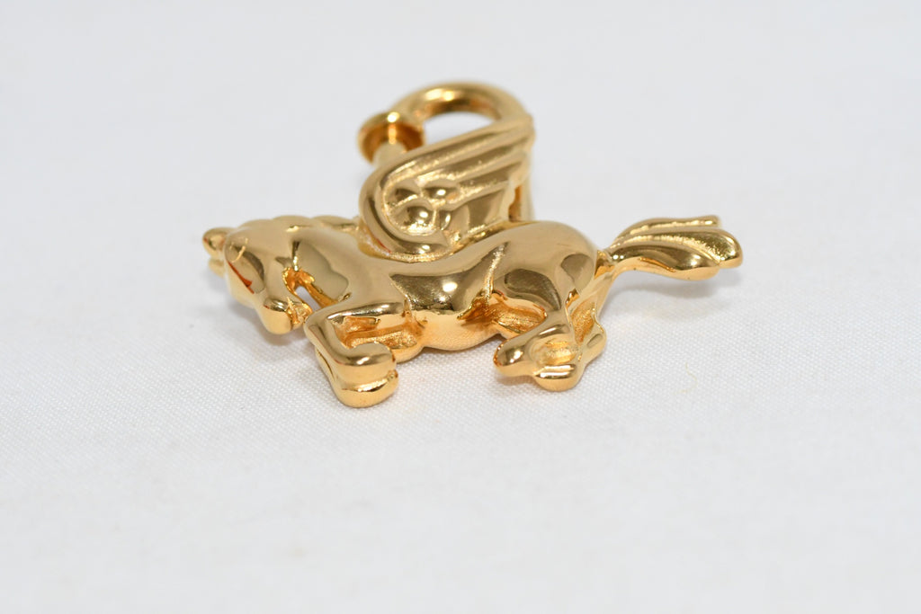 Hermes Cadena Gold Pegasus Horse Motif bag charm lock MINT