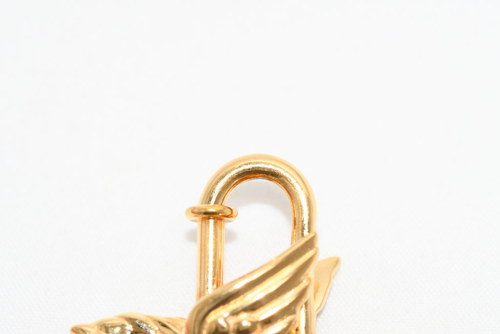 Hermes Cadena Gold Pegasus Horse Motif bag charm lock MINT