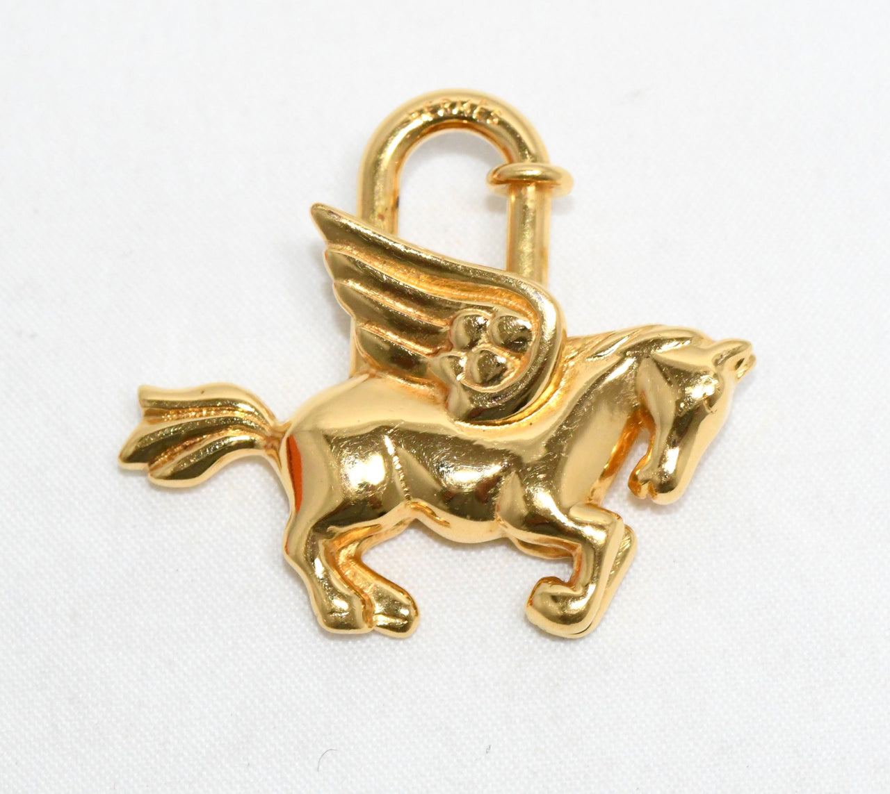 Hermes Cadena Gold Pegasus horse motif bag charm lock 001 Ex+
