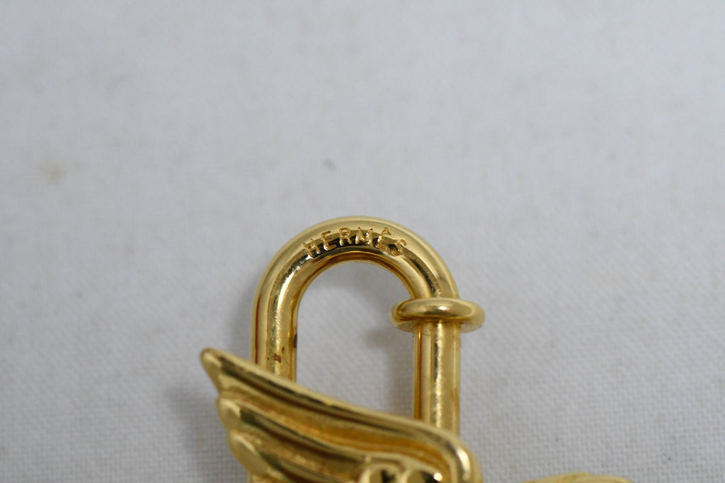 Hermes Cadena Gold Pegasus horse motif bag charm lock 001 Ex+